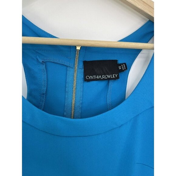 Cynthia Rowley Women’s Aqua Blue Zip Back Nylon Blend Sleeveless Dress Size XS - Picture 5 of 10